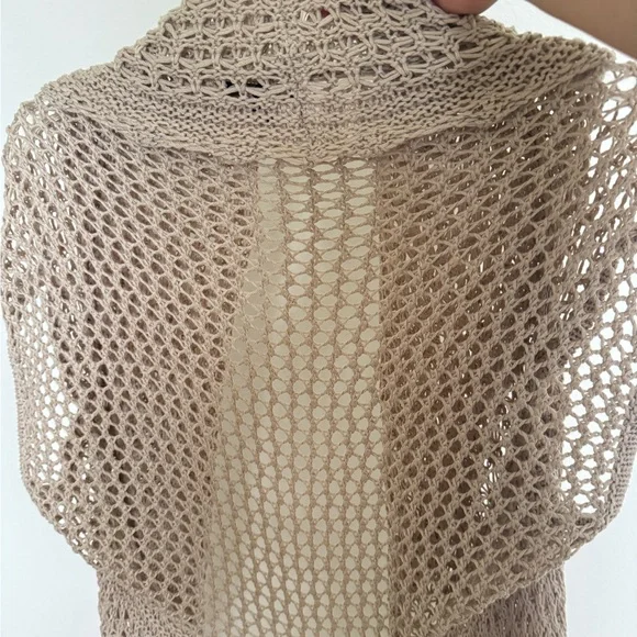 Cupio Open Front Knit  Wrap Short-Sleeve Sweater Shawl Collar - Picture 4 of 7